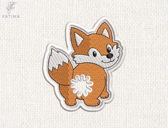 Cute Fox Bag Tie Embroidery Design Files