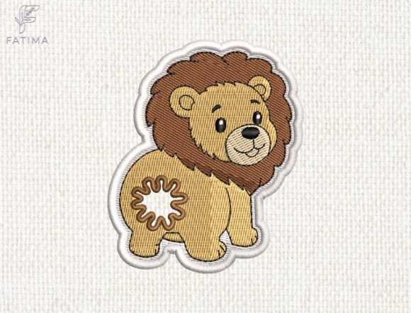 Cute Lion Bag Tie Embroidery Design Files
