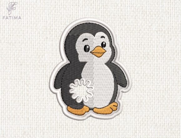 Cute Penguin Bag Tie Embroidery Design Files