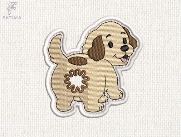 Cute Puppy Bag Tie Embroidery Design Files