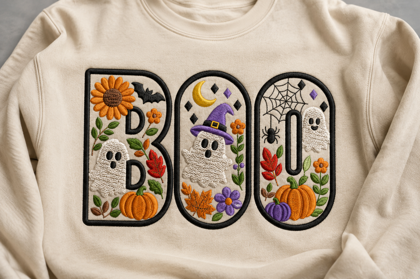 Cute Spooky Halloween Ghost Boo Embroidery Design