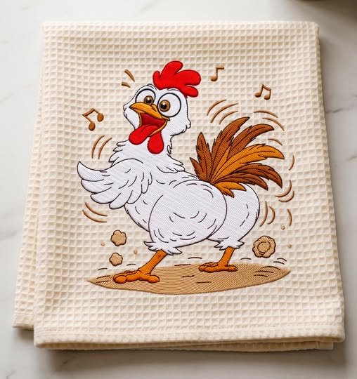 A Rooster Character Happily Dancing Embroidery Files