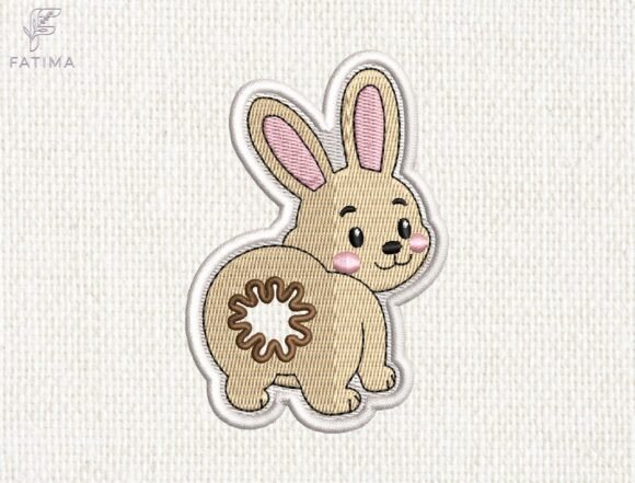 Cute Bunny Bag Tie Embroidery Design Files