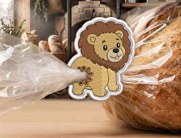 Cute Lion Bag Tie Embroidery Design Files
