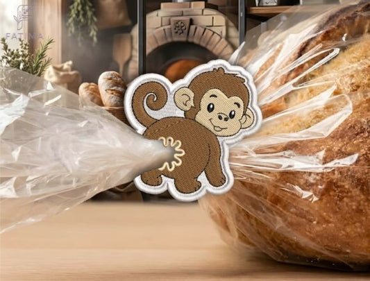Cute Monkey Bag Tie Embroidery Design Files