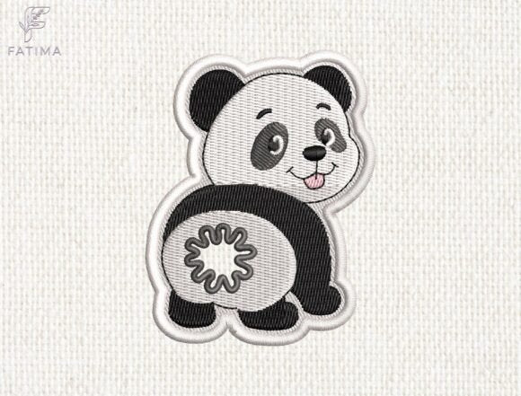 Cute Panda Bag Tie Embroidery Design Files