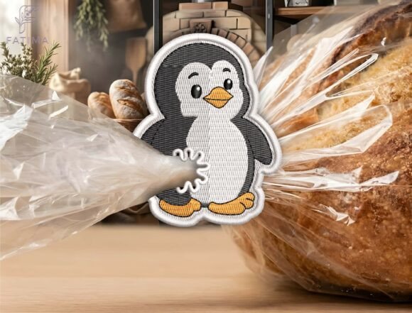 Cute Penguin Bag Tie Embroidery Design Files