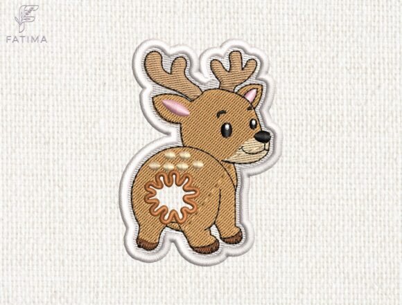 Cute Reindeer Bag Tie Embroidery Design Files