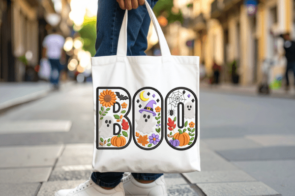 Cute Spooky Halloween Ghost Boo Embroidery Design