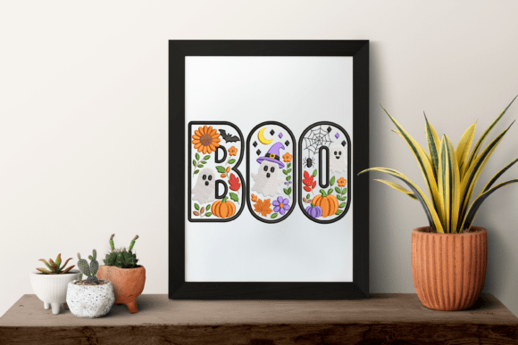Cute Spooky Halloween Ghost Boo Embroidery Design