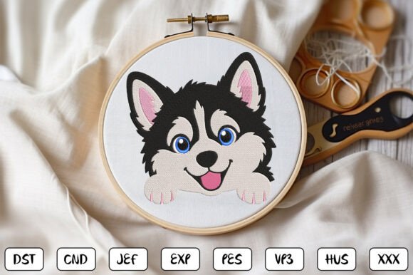 Siberian Husky Embroidery Design Files