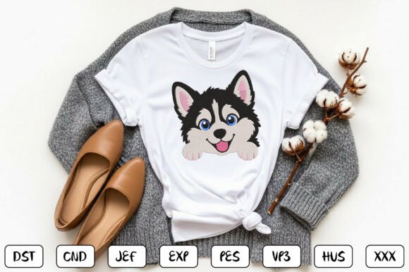 Siberian Husky Embroidery Design Files