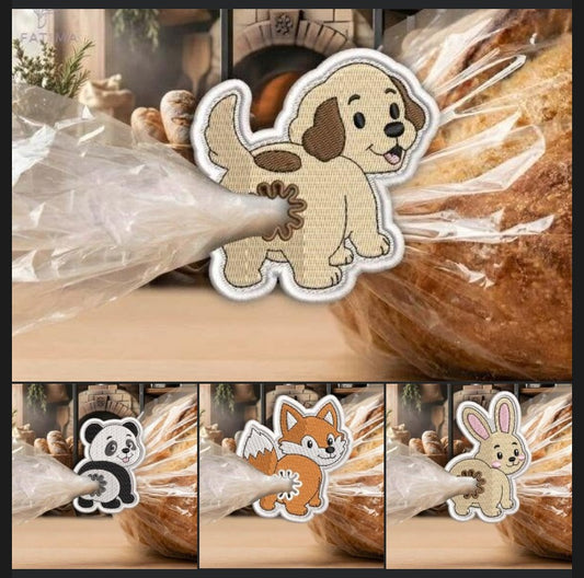 Pack Of Four Puppy, Panda, Fox, Bunny Bag Tie Embroidery Design Files