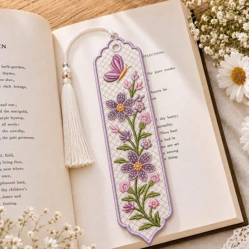FSL Lavender Butterfly Bookmark Embroidery Design Files