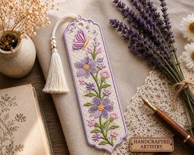 FSL Lavender Butterfly Bookmark Embroidery Design Files