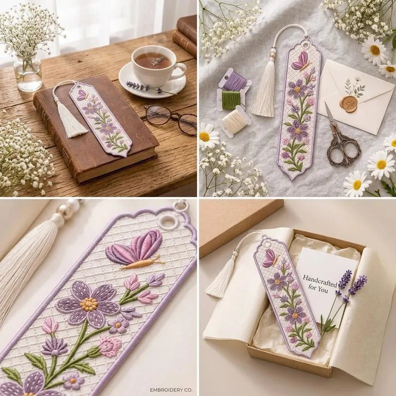 FSL Lavender Butterfly Bookmark Embroidery Design Files