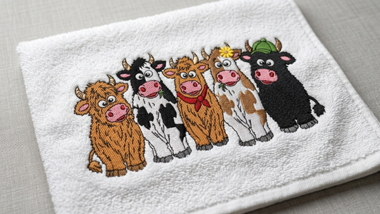 Highland Dairy V1 Cute Farm Cow Friends Embroidery Design Files