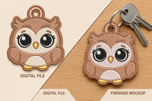 Cute Owl Keychain Embroidery Design Files