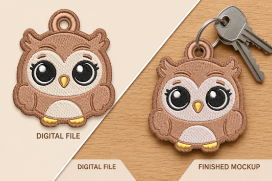 Cute Owl Keychain Embroidery Design Files